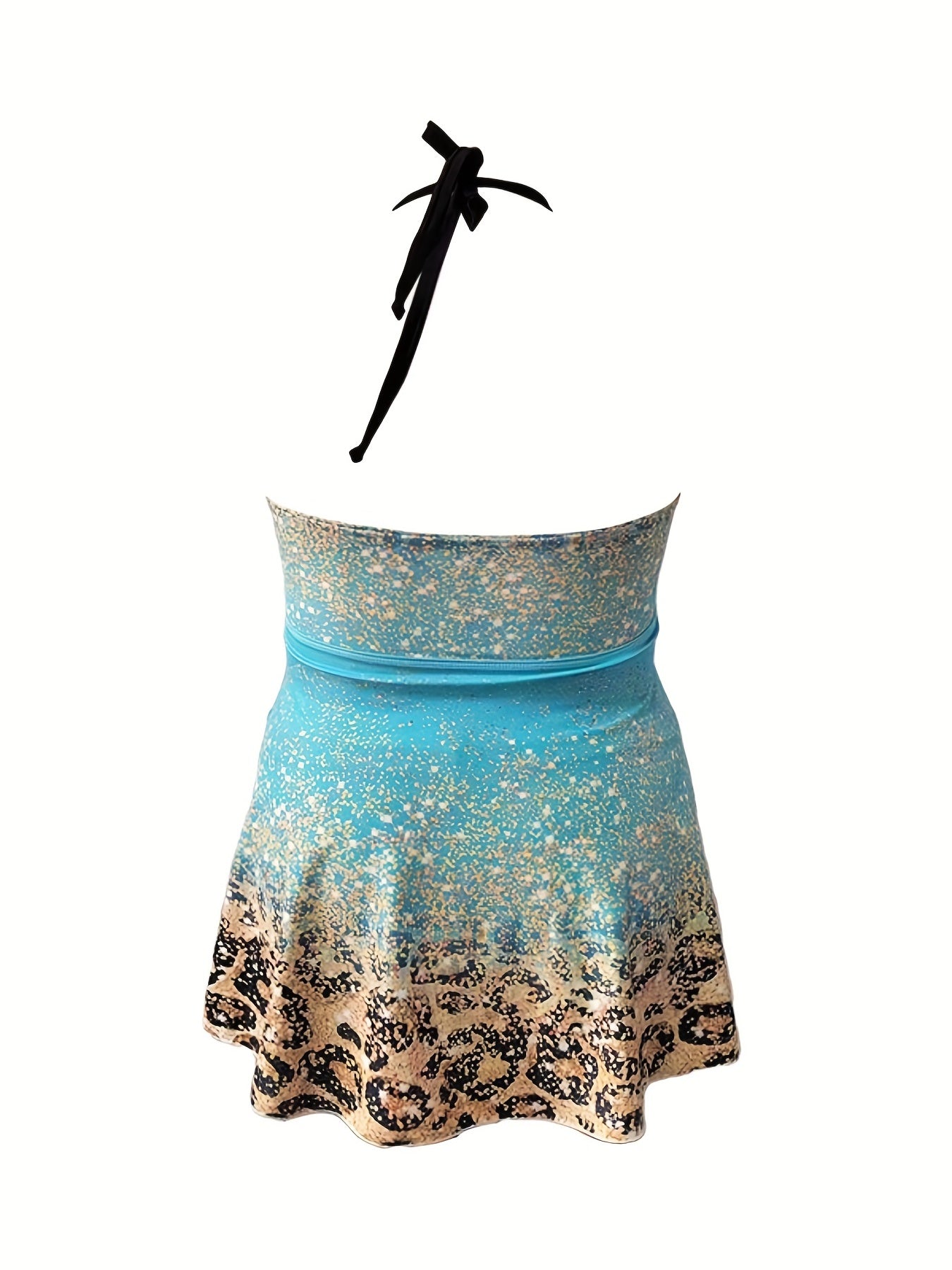 Leopard Print Ruffle Tankini Set Backless Two Piece
