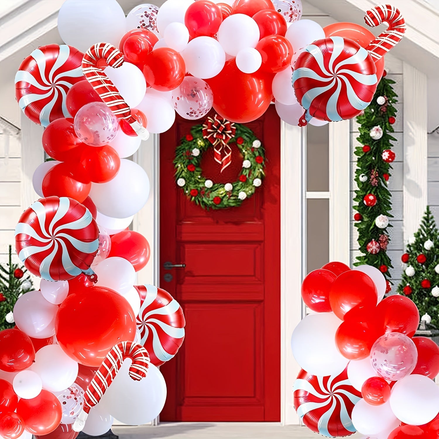 102pcs Christmas Balloons Garland Arch Kit Red Green Golden Confetti Balloons