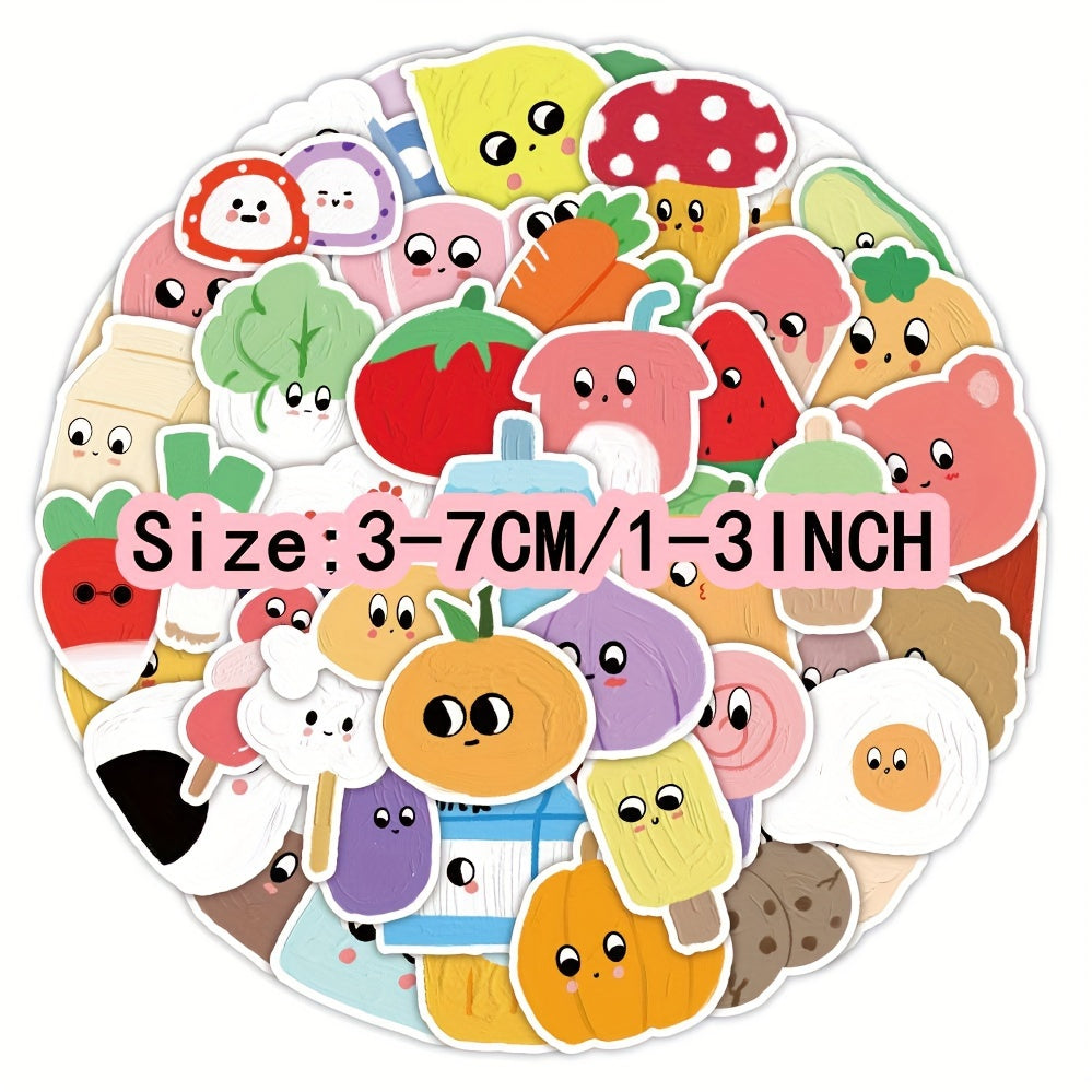 50pcs Cream Style Food Graffiti Stickers for Laptop Helmet Water Cup