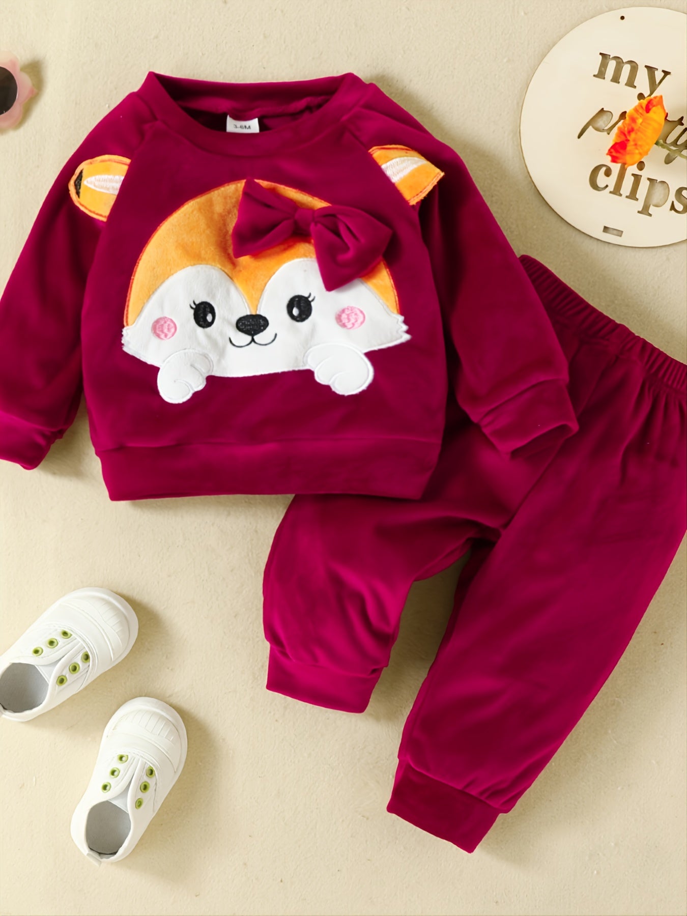 Girls' Fox Print Long Sleeved Trousers Set