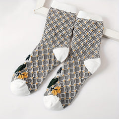 5 Pairs Floral & Heart Print Mid Tube Socks Women's Stockings