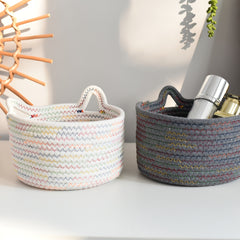 Colorful Cotton Rope Desktop Storage Basket for Office and Living Room