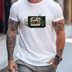 Men's Printed Leisure Sports T shirt Casual Round Neck Tee Shirt