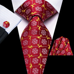 3pcs Jacquard Tie & Handkerchief & Cufflinks Sets For Men's Wedding