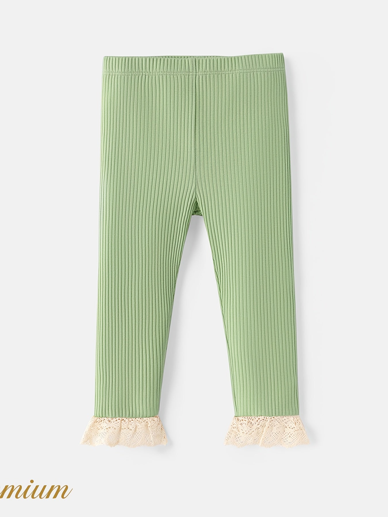 Baby Girl's Ribbed Knit Leggings Lace Up Trousers