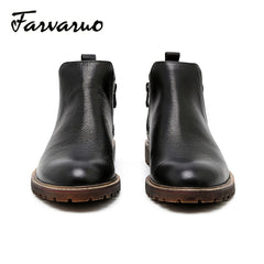 FARWARWO Zipper Chelsea Boots Men's Leather Formal