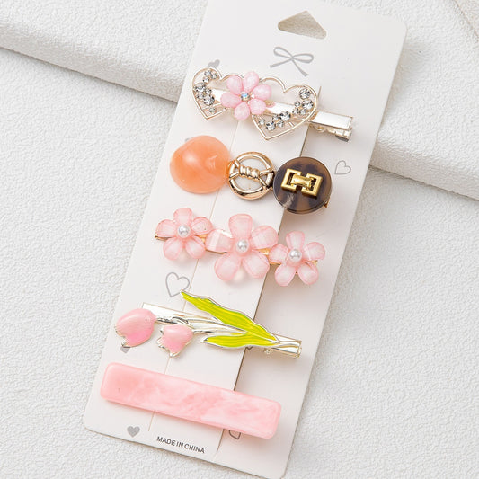 5pcs Multicolor Rhinestone Hair Clip Vintage Metal Hair Accessory