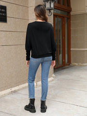 Lace V Neck Button Top Long Sleeve Spring/Fall Casual Women's Clothing