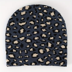 Leopard Jacquard Beanie Y2K Unisex Warm Hat Hip Hop Ski Hats Vintage Beanies