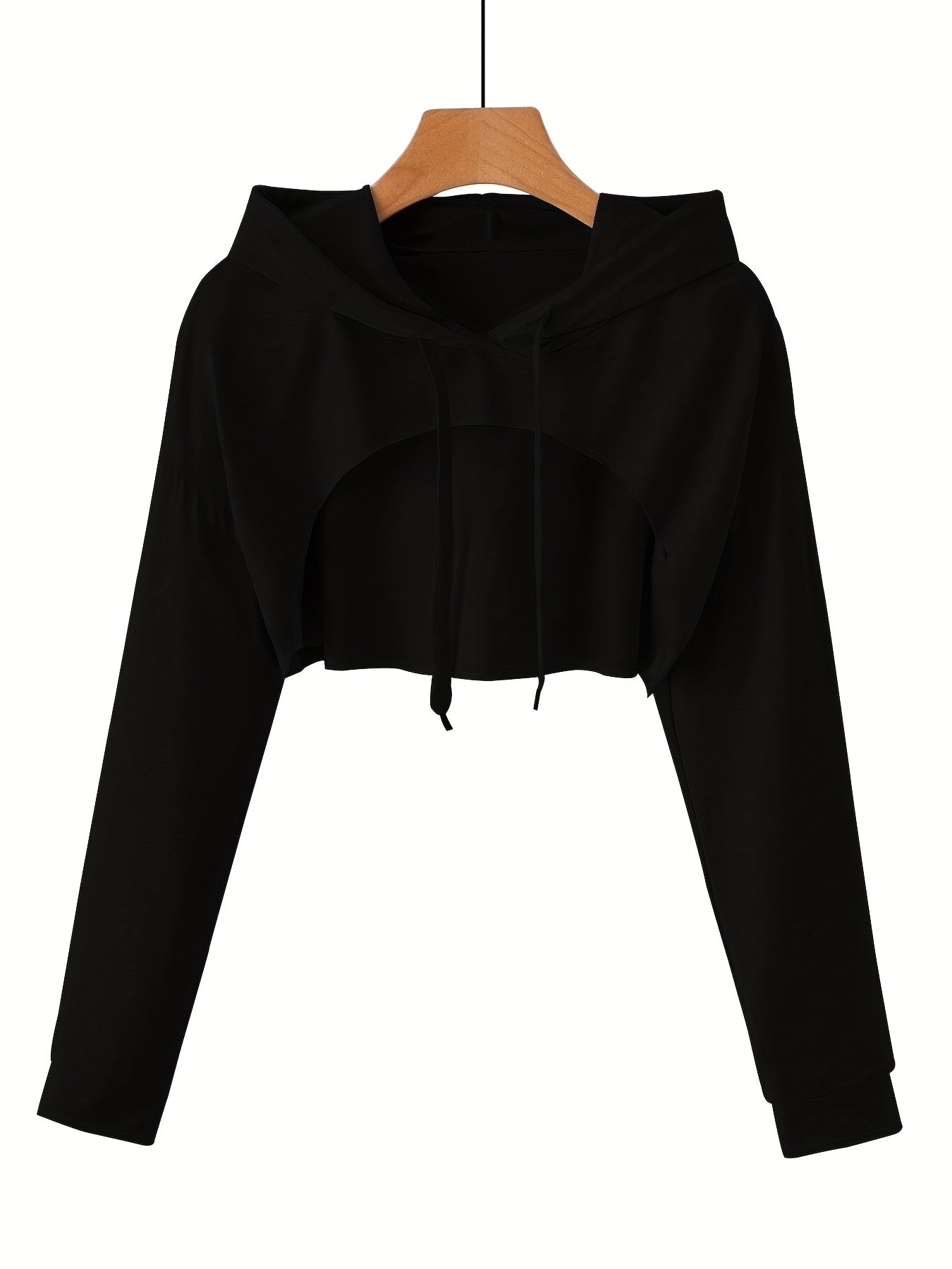 Sporty Hooded Crop Sweatshirt with Cut Out Detail