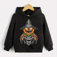 Boys Halloween Party Pumpkin Dinosaur Hooded Sweatshirt
