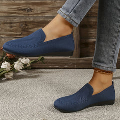 Women's Breathable Knit Flat Shoes Lightweight Slip On Shoes
