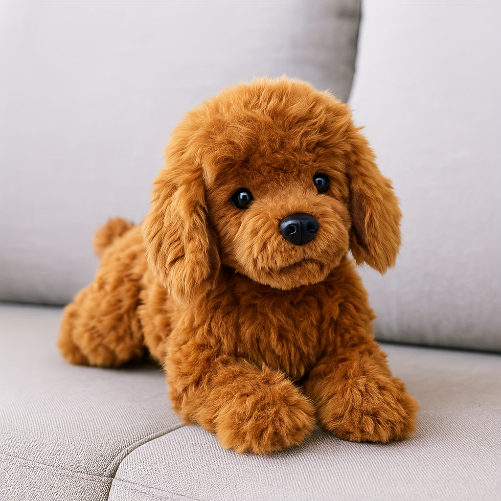 Realistic Teddy Bear Plush Toy Dog Stuffed Animal with Deep Brown Fur