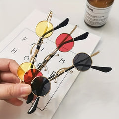 Y2K Round Tinted Sunglasses Steampunk Metal Glasses UV400