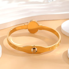 Evil Eye Detail & CZ Round Bangle Bracelet For Girls