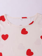 Heart Print Short Sleeve Pajama Set for Women