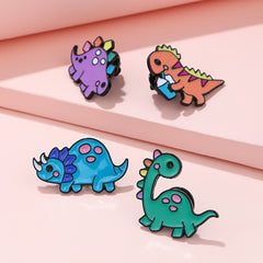 4pcs Girls Dinosaur Shaped Pins Colorful Creative Pins for Backpacks Clothing