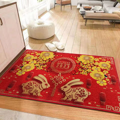 Loop Velvet Spring Celebration Red Door Mat Non Slip Wear Resistant