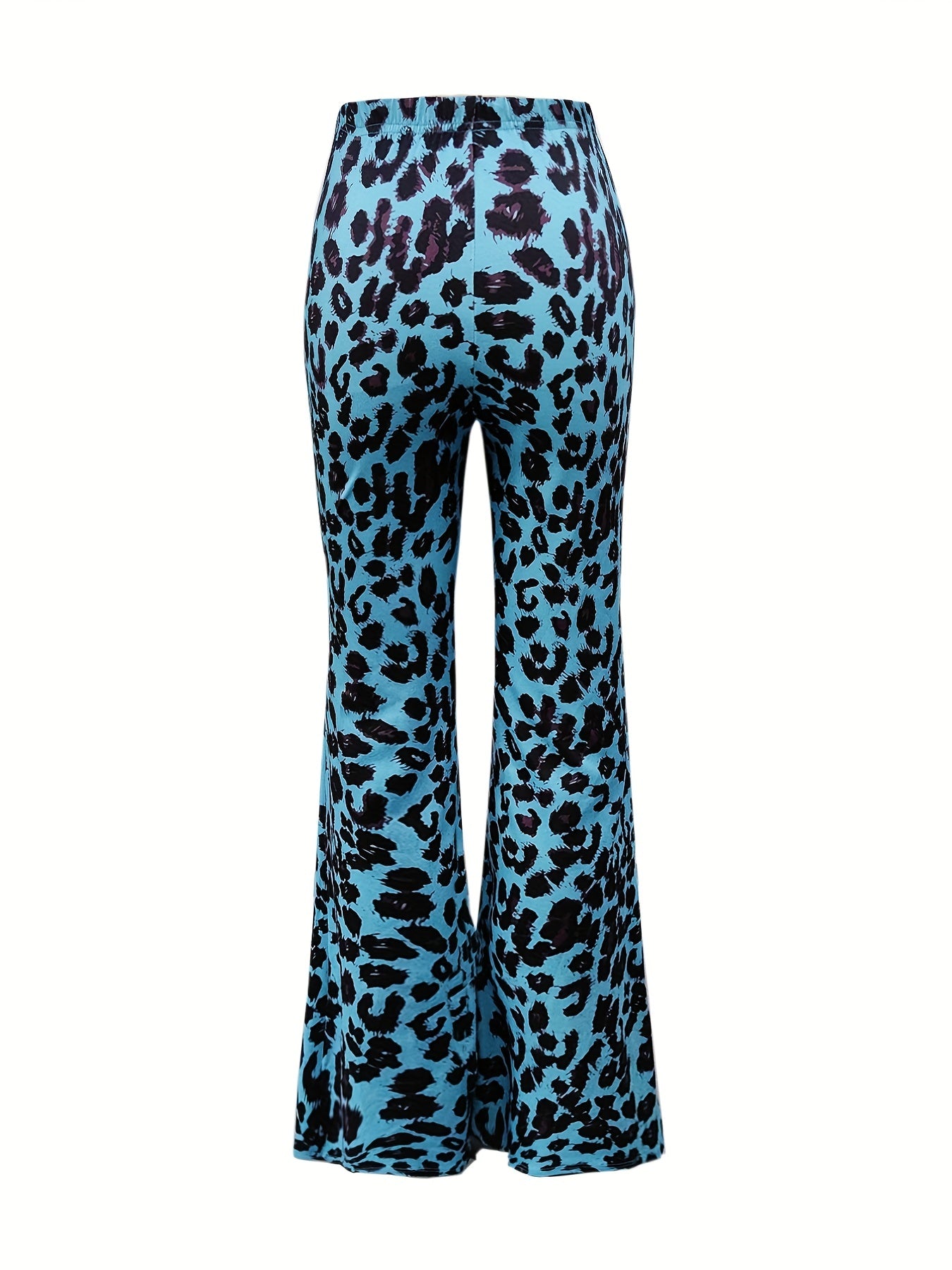 Leopard Print High Rise Flared Leg Trousers