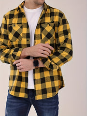 Men's Plaid Flannel Lapel Collar Shirt