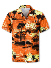 Hawaii Coconut Tree Graphic Print Boys Cotton Top Shirt