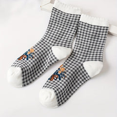 5 Pairs Floral & Heart Print Mid Tube Socks Women's Stockings