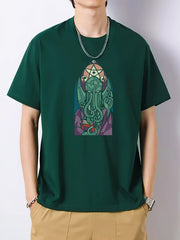 Creative Pattern Graphic Cotton Crew Neck T shirt for Summer