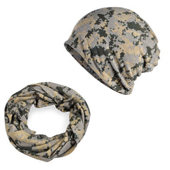 Vintage Camo Fleece Knitted Hat With Scarf - Outdoor