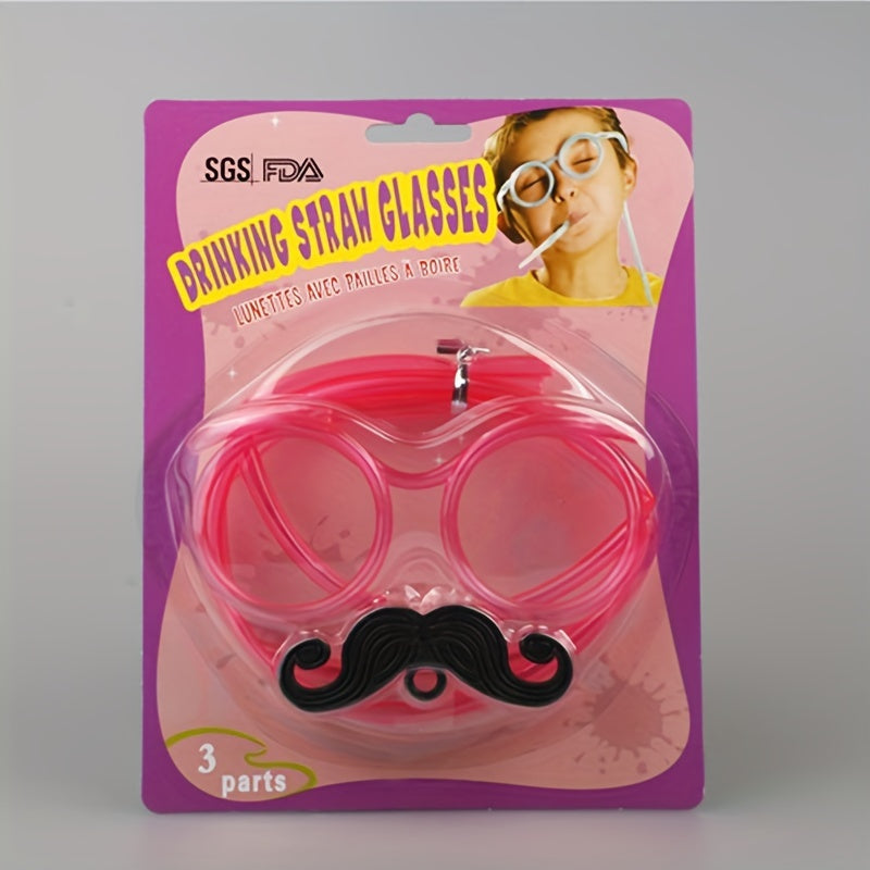 Family Game Props Glasses Beard Straw Crazy Funny Halloween Party Straw