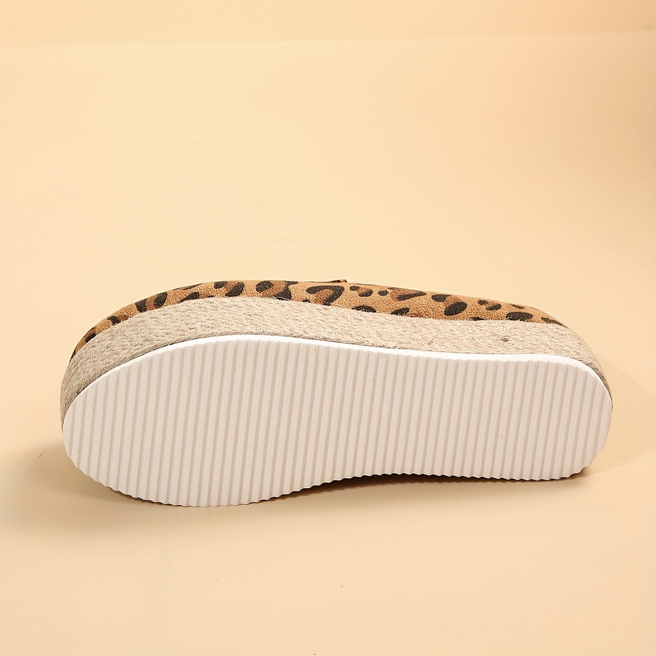 Leopard Pattern Slip On Espadrilles Low Heel Casual Outdoor Shoes