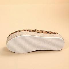 Leopard Pattern Slip On Espadrilles Low Heel Casual Outdoor Shoes