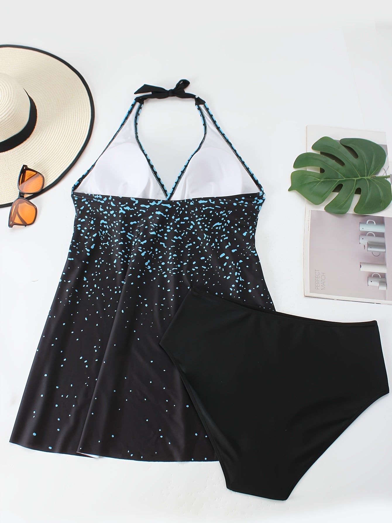Tankini Set Women's Cross Front Halter Dress Swimsuit