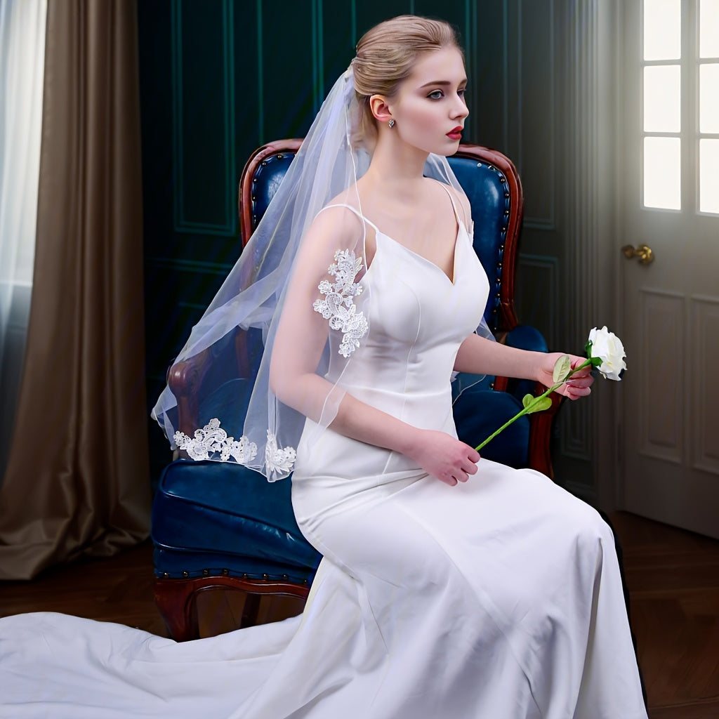 Short Bridal Veil Lace Maturity Holiday Parties Wedding