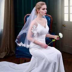 Short Bridal Veil Lace Maturity Holiday Parties Wedding
