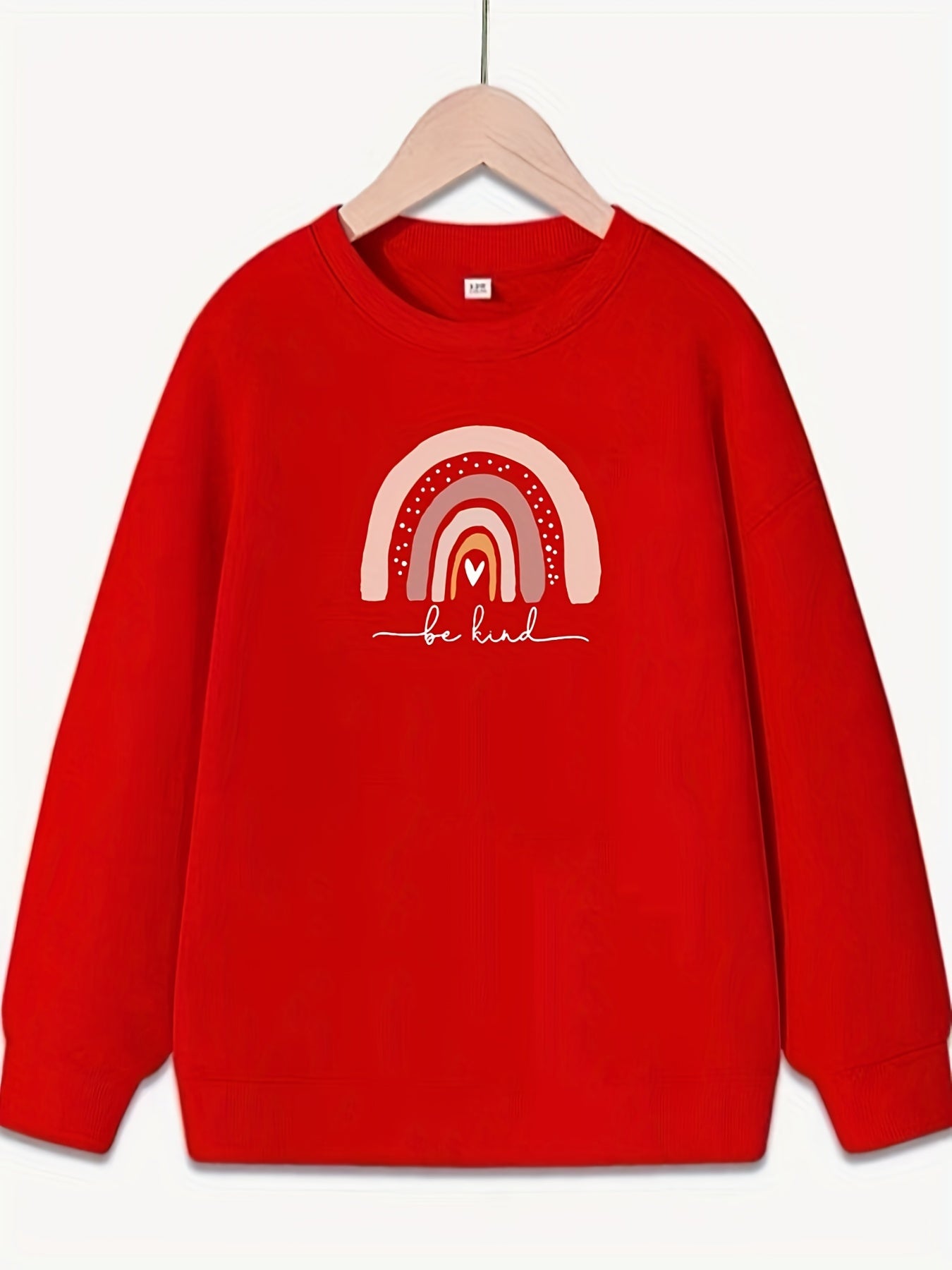 Girls Rainbow Graphic Crew Neck Sweatshirt Top