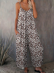 Leopard Print Cami Jumpsuit with Pockets