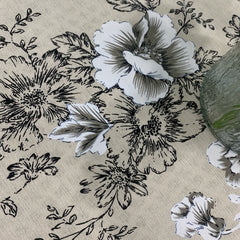 Floral Round Tablecloth Cotton Linen Table Cloth With Tassels
