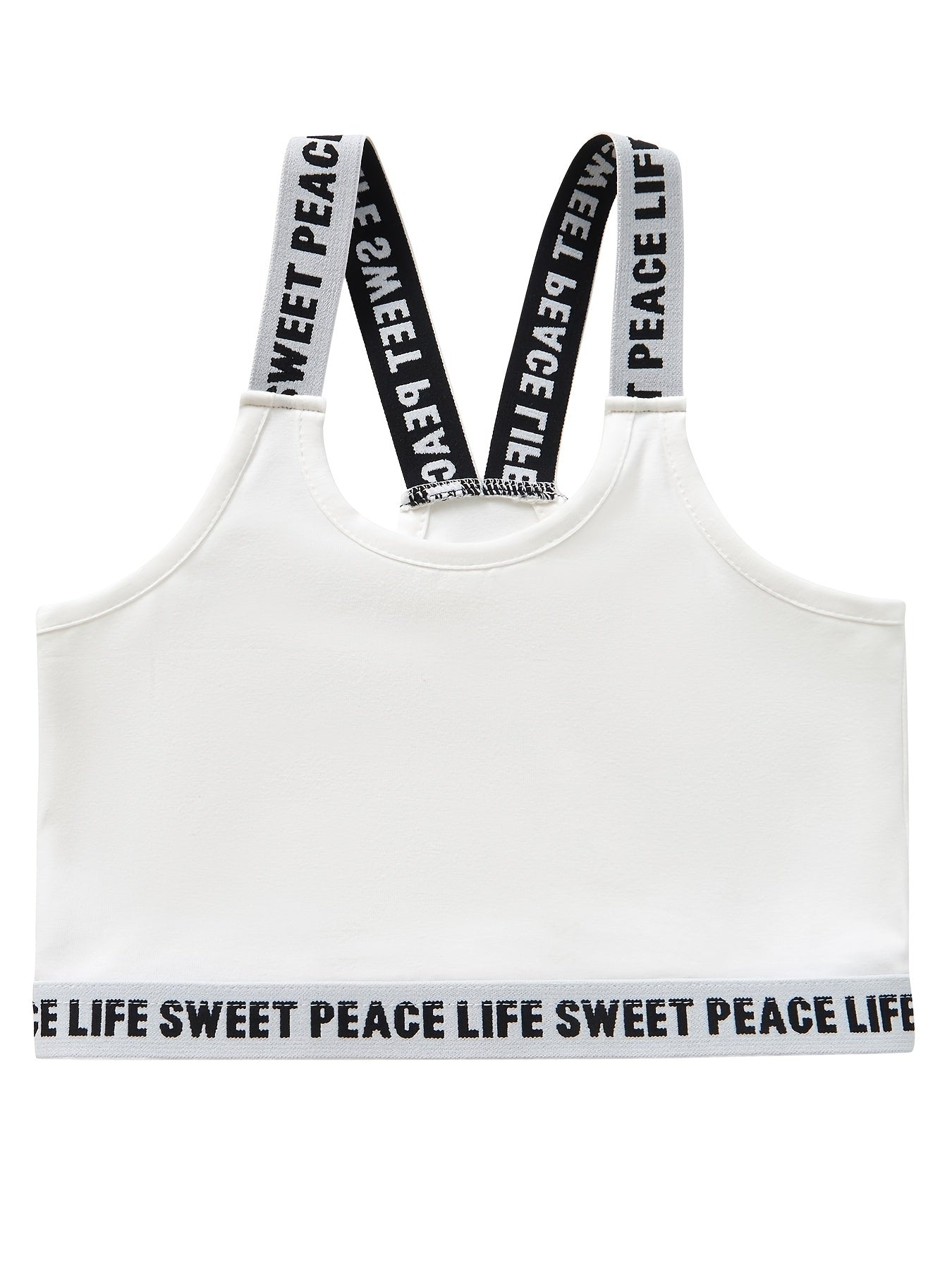 Girls Training Bra Stretchy Alphabets Sports Bralette Sleeveless Crops