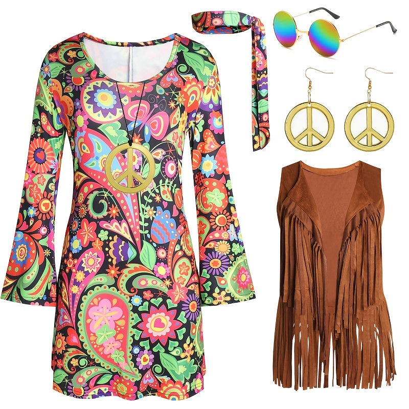 70s 80s Retro Disco Hippie Performance Costume Set