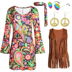 70s 80s Retro Disco Hippie Performance Costume Set
