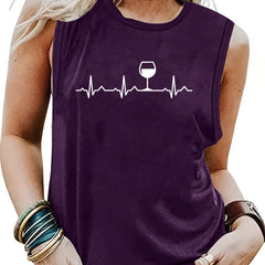 Heart Rate Print Sleeveless Tank Top