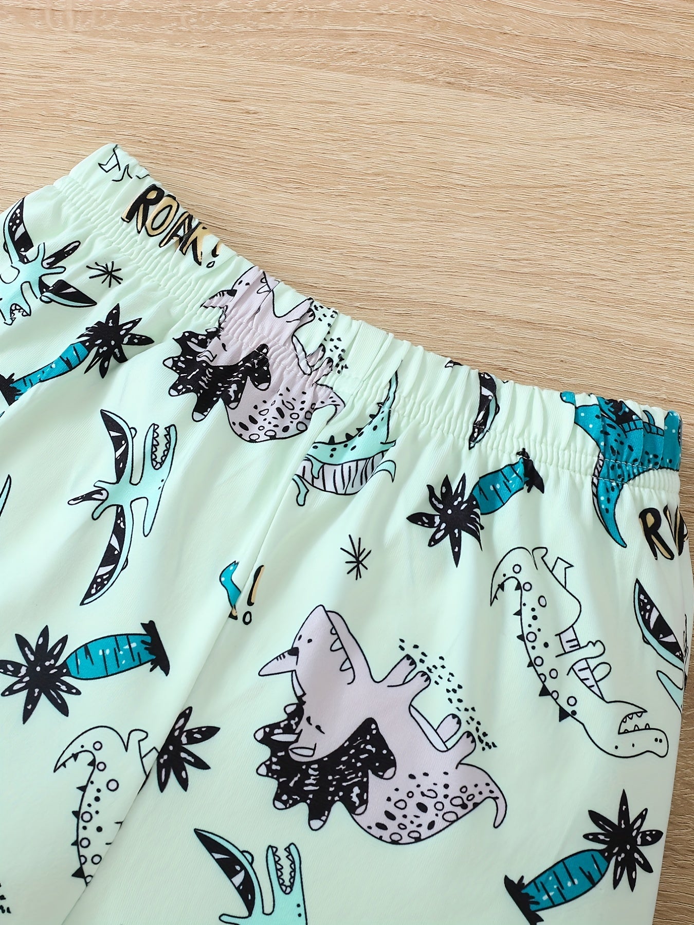 Dinosaur Full Body Print T shirt & Shorts Set Outfit For Boys Kids