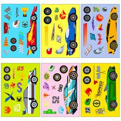 6pcs Toy Car Face Changing Stickers Puzzle DIY Stickers