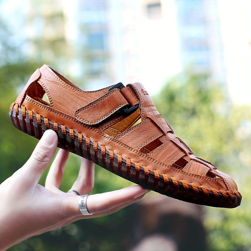 Men's Closed Toe Hook And Loop Sandals Non Slip Beach Shoes