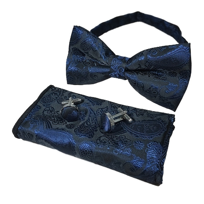 Red Paisley Bow Tie & Pocket Square Set for Men