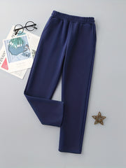 Girls Striped Print High Waist Sweatpants With Pockets