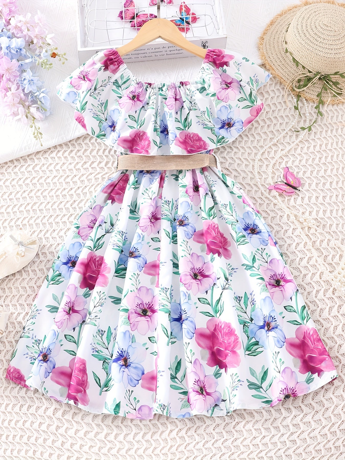 Toddler Girls Ruffle Floral Dress Kids Casual Summer