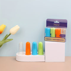 4 Pack Pet Finger Toothbrush Soft Silicone Bristles