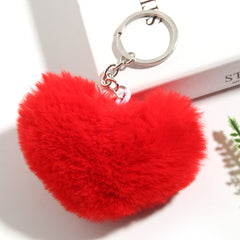 Fluffy Love Heart Keychain Faux Fur Handbag Pendant