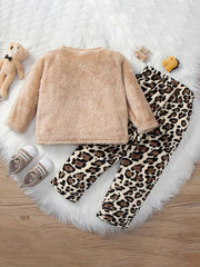 Toddler Fleece Pajamas 2pcs Top & Pants Set Flannel PJ Set Girl's Louangewear